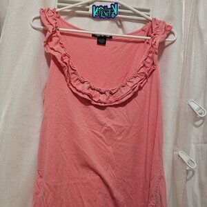 Torrid Twist Tee Ruffled Neck Tank Top Vintage Orange Size 1